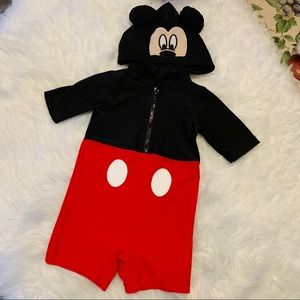Disney Infant Swimsuit Size 6 Months Baby Mickey Mouse hooded rash guard red